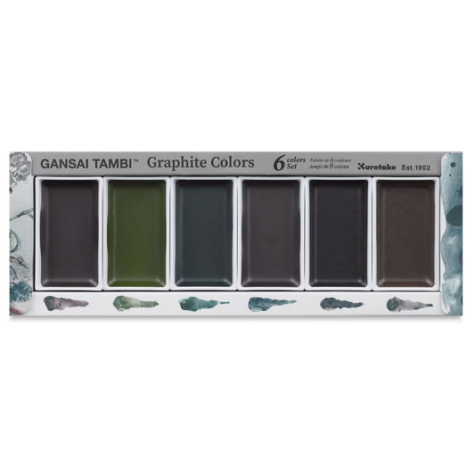 Kuretake Gansai Tambi Watercolor Palette - Graphite Colors 6pk Ink Kuretake 