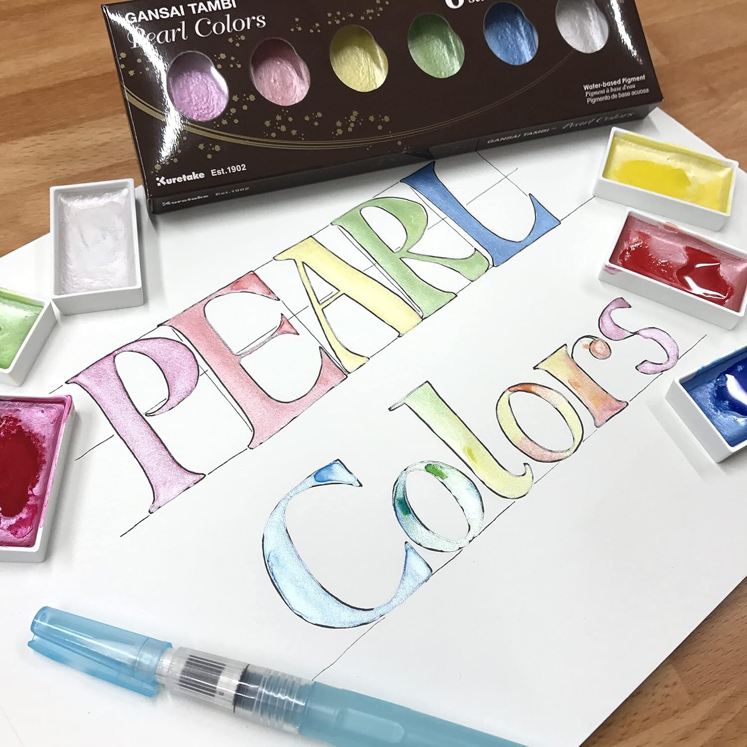Kuretake Gansai Tambi Watercolor Palette - Pearl Colors 6pk Ink Kuretake 