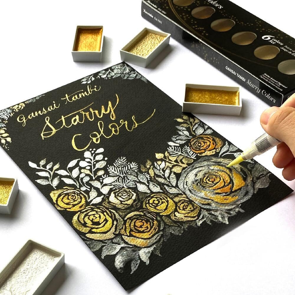 Kuretake Gansai Tambi Watercolor Palette - Starry Colors 6pk Ink Kuretake 