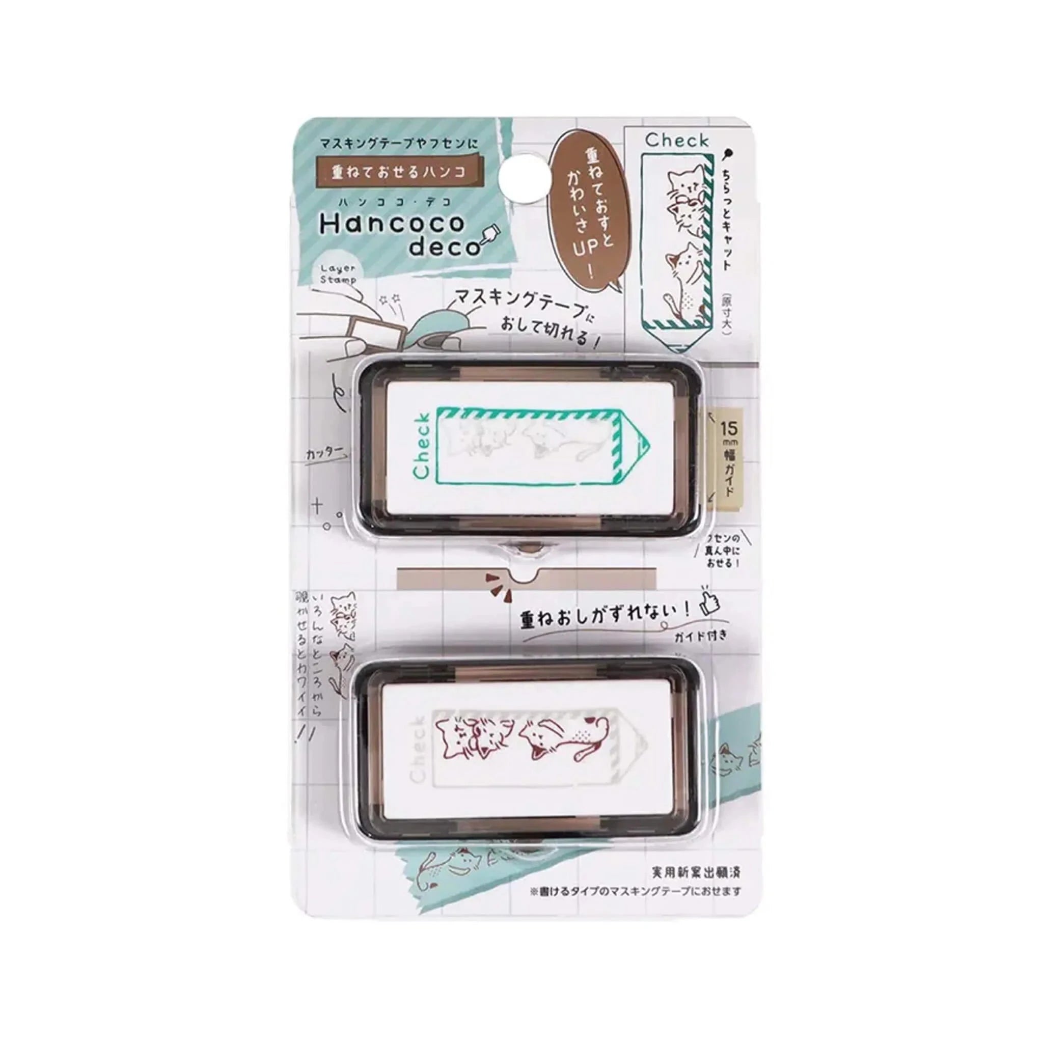 Kutsuwa Hancoco Deco Layering Stamp Set Stamps Kutsuwa Peeking Cat 