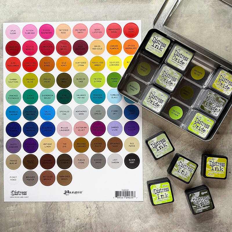 Tim Holtz Distress® Large Round Label Sheet - Black Printing Surfaces Distress 