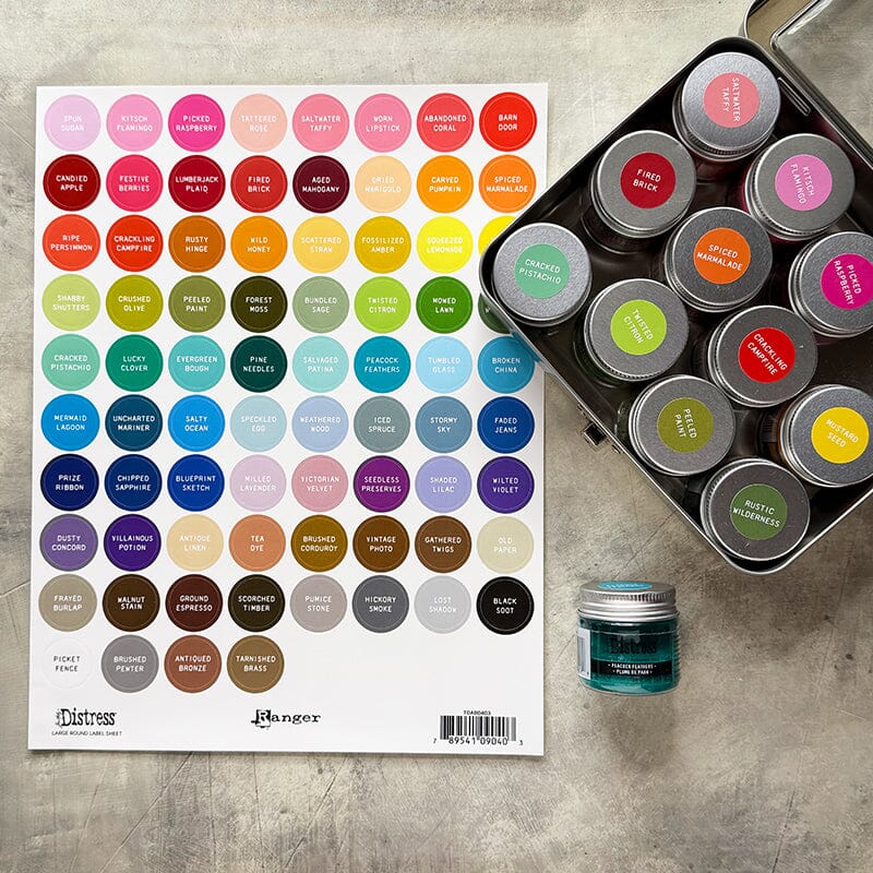 Tim Holtz Distress® Large Round Label Sheet - White Printing Surfaces Distress 