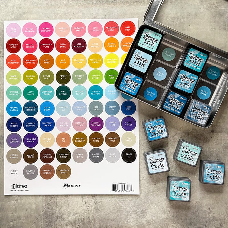 Tim Holtz Distress® Large Round Label Sheet - White Printing Surfaces Distress 