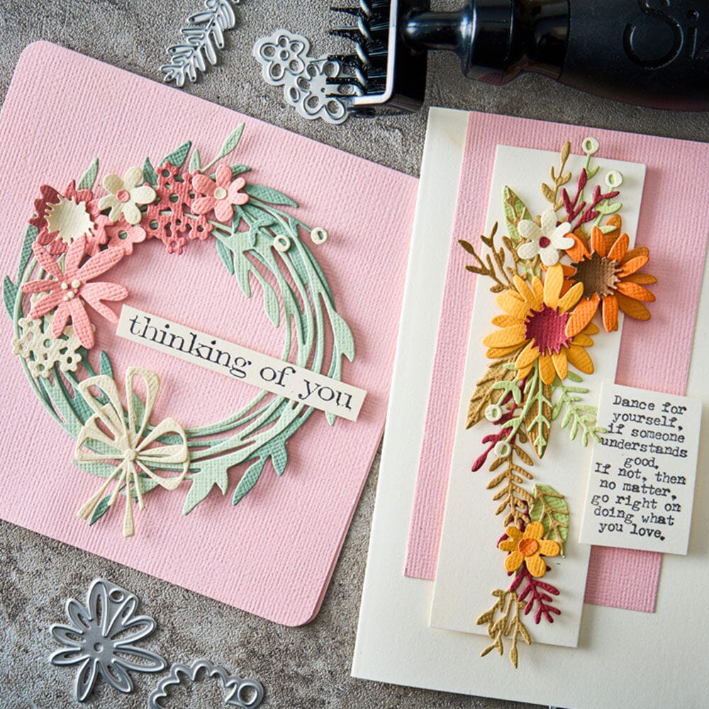 Tim Holtz Alterations by Sizzix Vault Funky Floral Wreath Die Set 14pk Cutting Dies Tim Holtz Other 