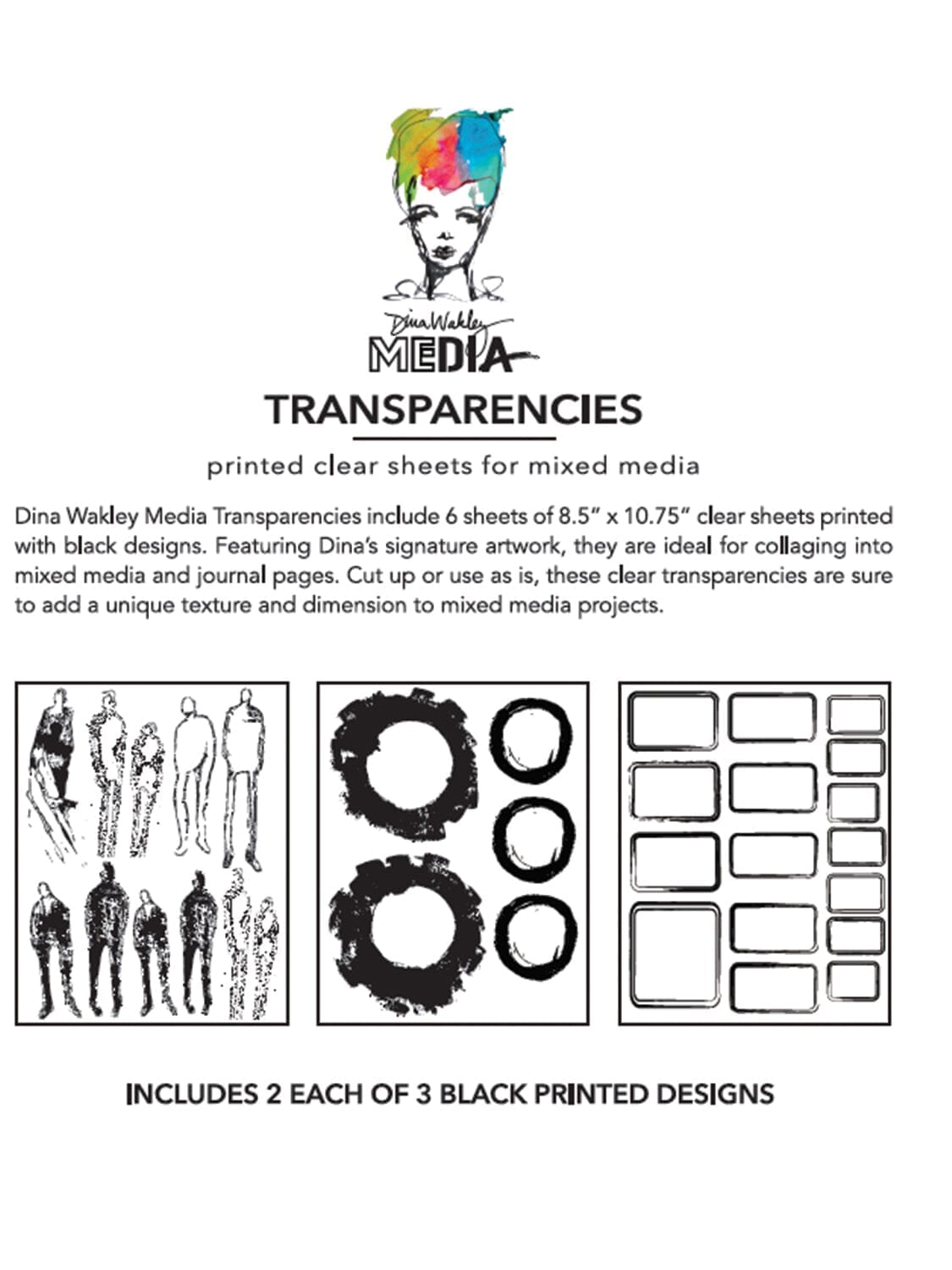 Dina Wakley Media Transparencies - Frames & Figures Set 1 Surfaces Dina Wakley Media 