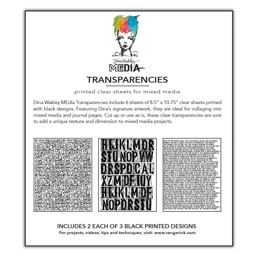 Dina Wakley Media Transparencies - Typography Set 2 Surfaces Dina Wakley Media 