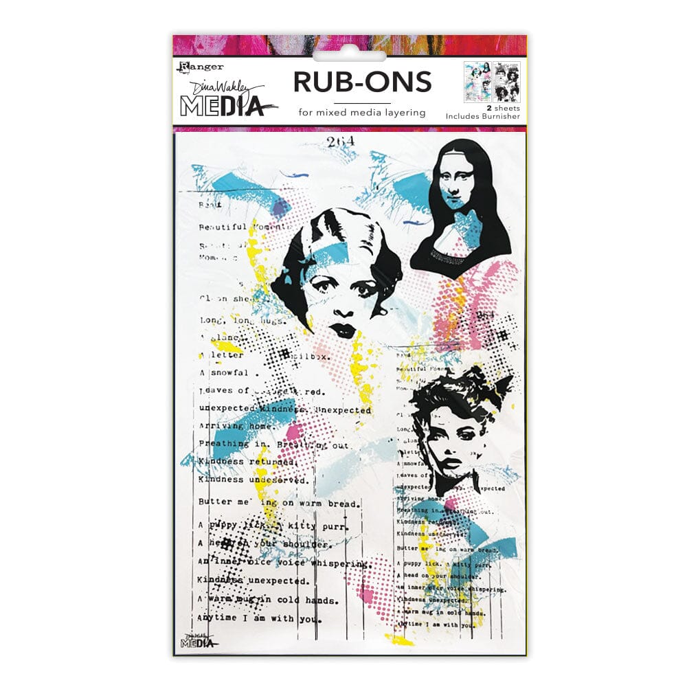 Dina Wakley Media Rub-ons - On Their Mind Surfaces Dina Wakley Media 