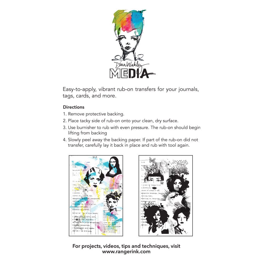 Dina Wakley Media Rub-ons - On Their Mind Surfaces Dina Wakley Media 
