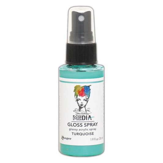 Dina Wakley Media Gloss Spray Turquoise, 2oz Sprays Dina Wakley Media 