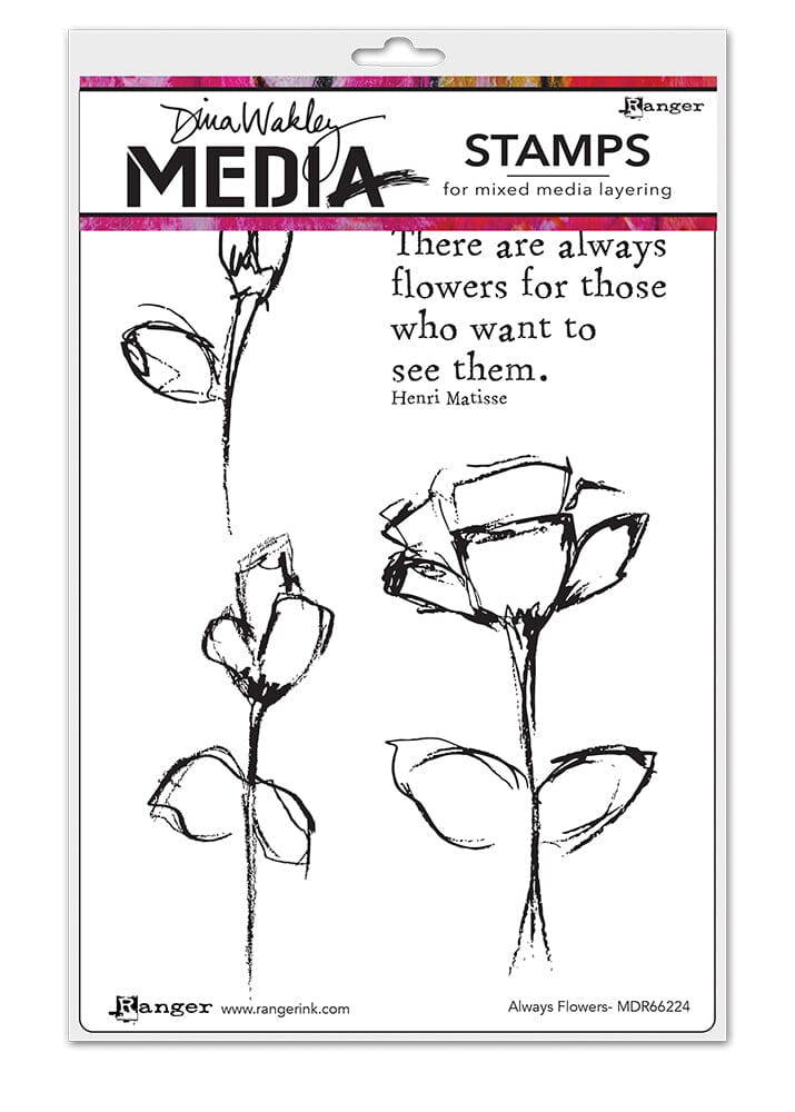 Dina Wakley Media Stamp Always Flowers Stamps Dina Wakley Media 