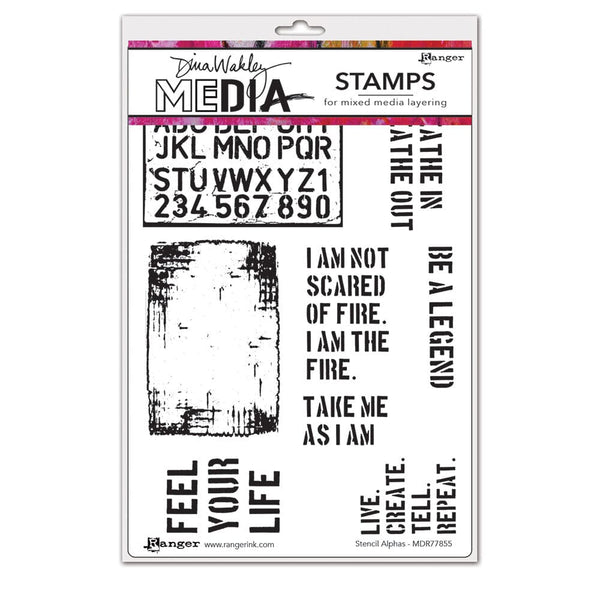 Dina Wakley MEdia Stamp - Stencil Alphas