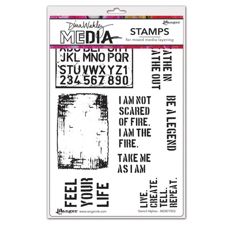 Dina Wakley MEdia Stamp - Stencil Alphas