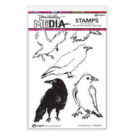 Dina Wakley MEdia Stamp - Scribbly Ravens Stamps Dina Wakley Media 