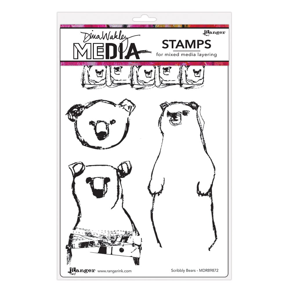 Dina Wakley MEdia Stamp - Scribbly Bears Stamps Dina Wakley Media 