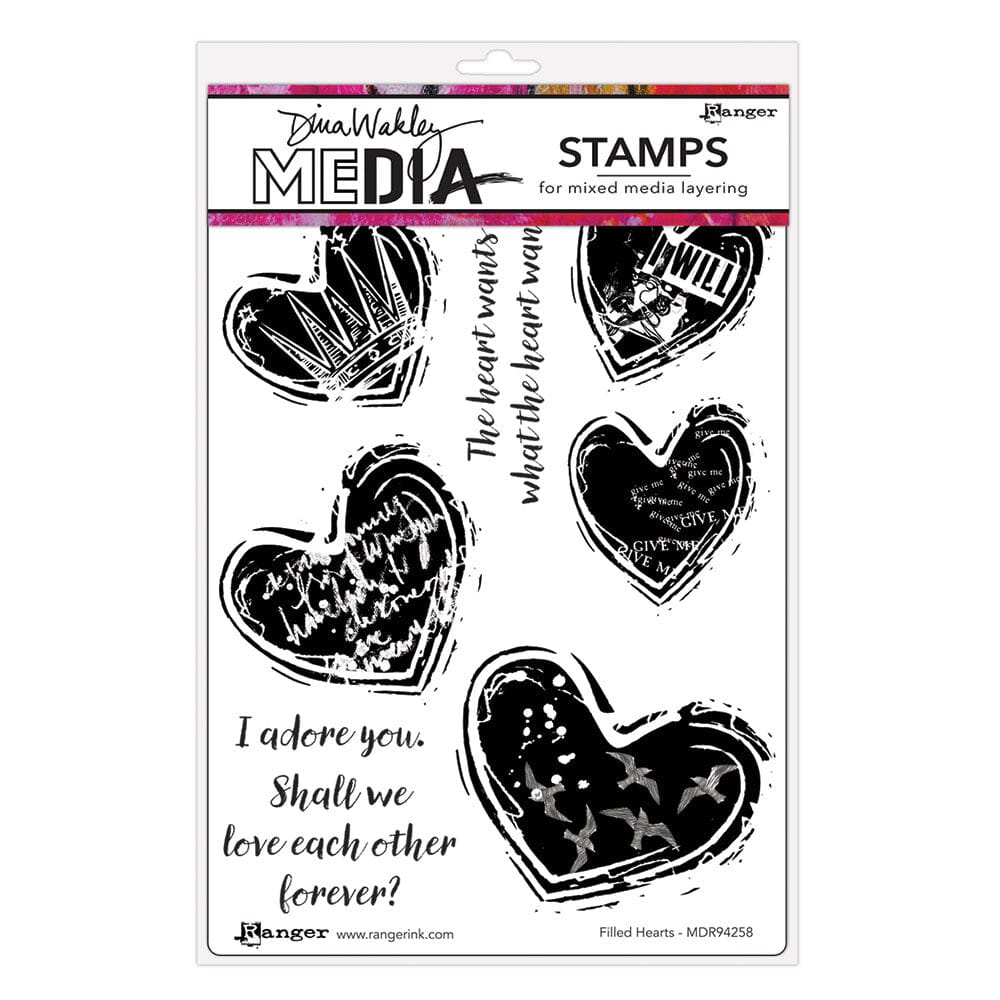 Dina Wakley MEdia Stamp - Filled Hearts Stamps Dina Wakley Media 
