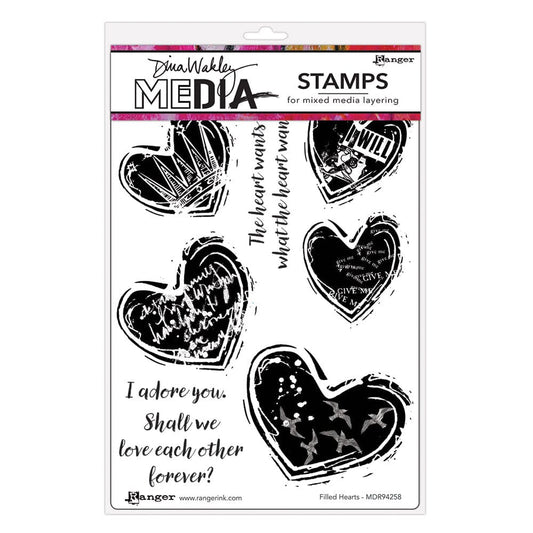 Dina Wakley MEdia Stamp - Filled Hearts Stamps Dina Wakley Media 