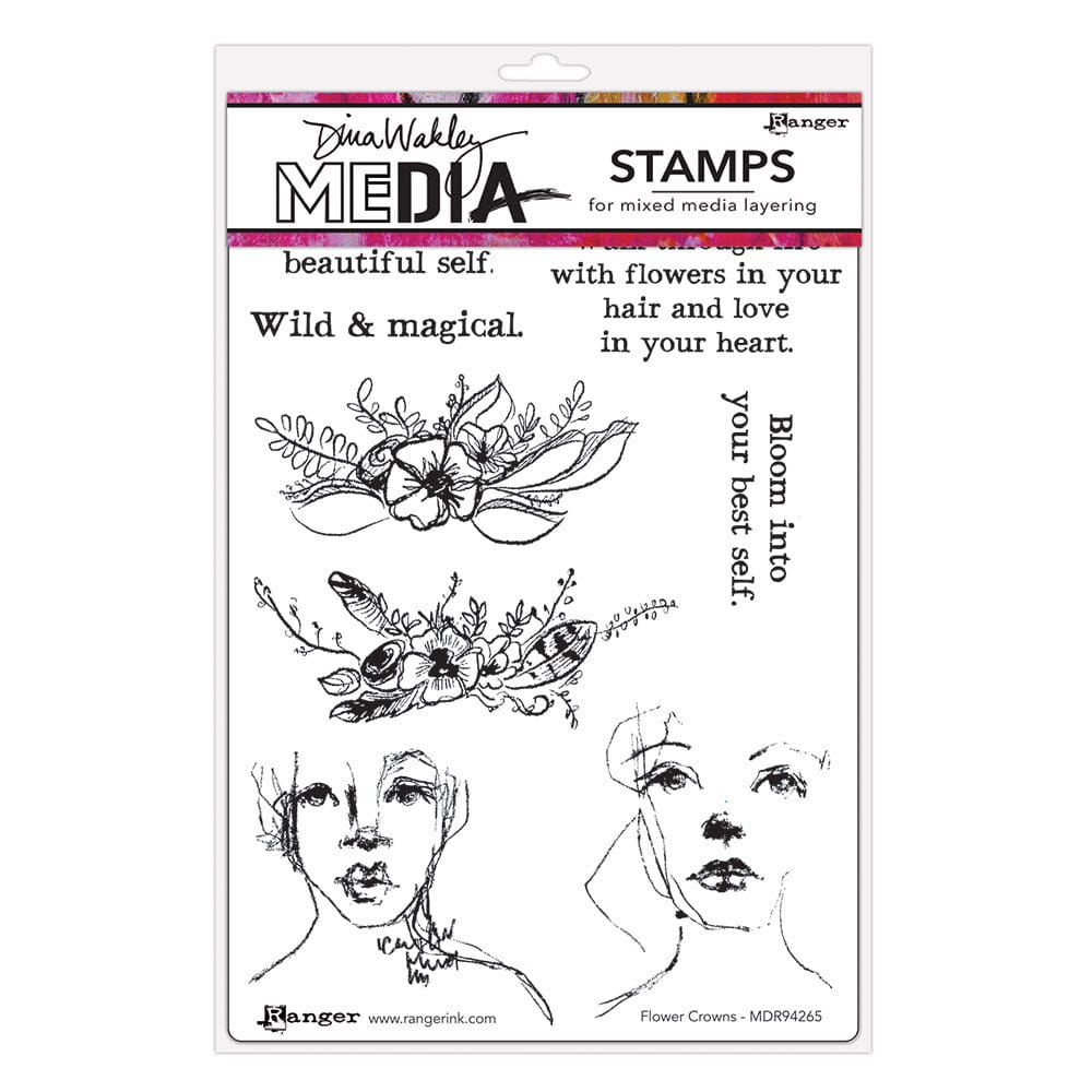 Dina Wakley MEdia Stamp - Flower Crowns Stamps Dina Wakley Media 
