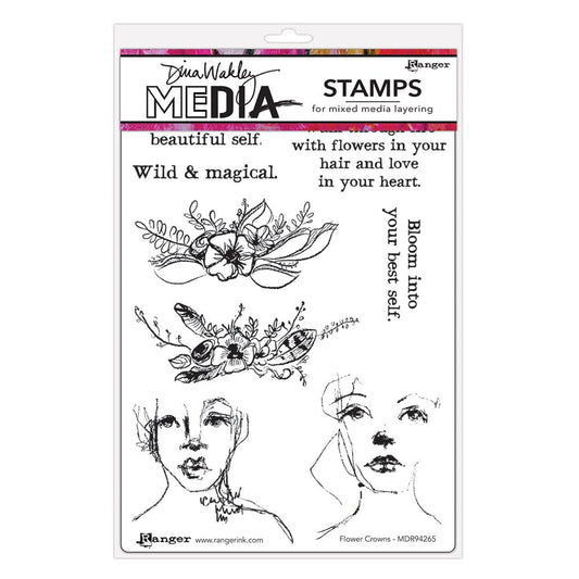 Dina Wakley MEdia Stamp - Flower Crowns Stamps Dina Wakley Media 
