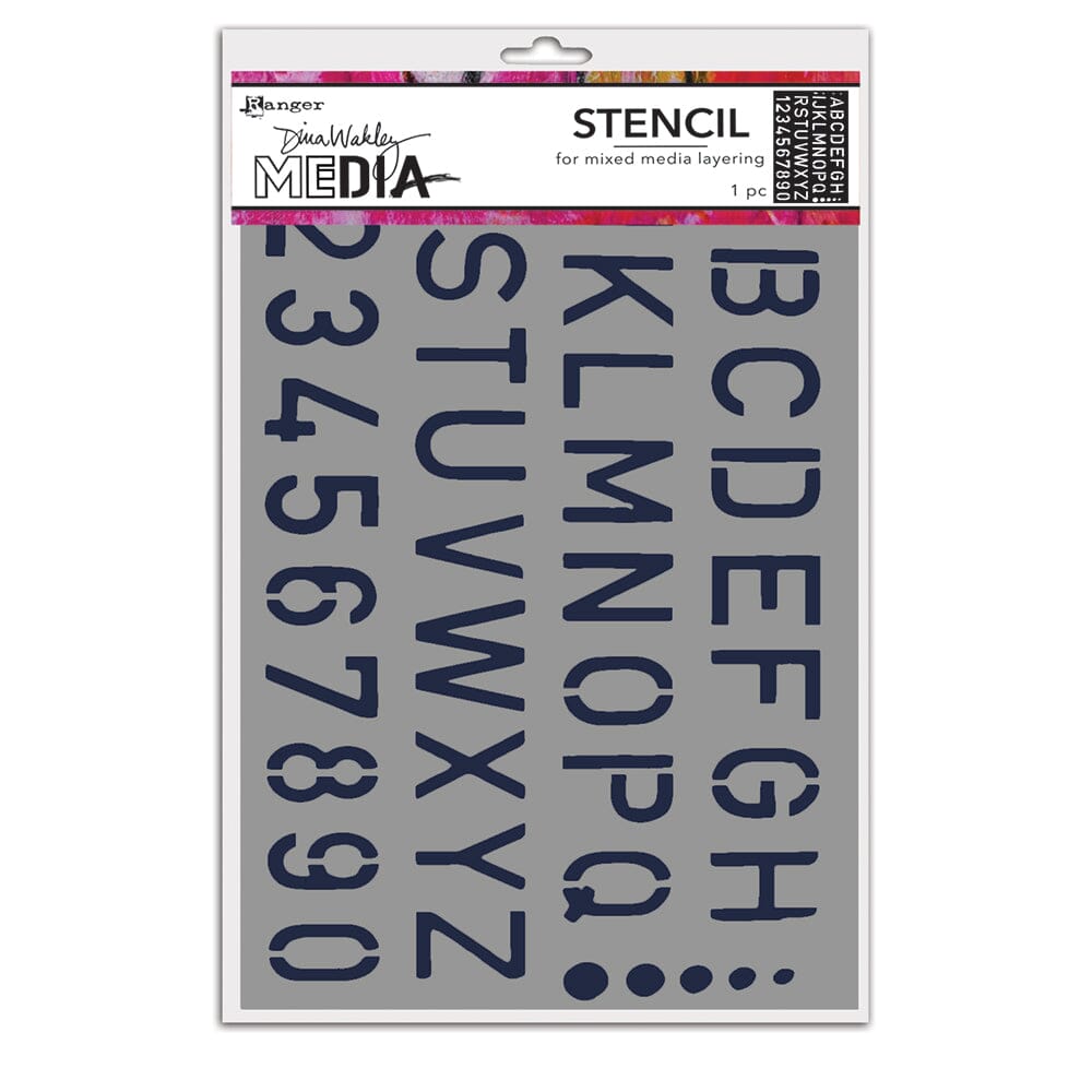 Dina Wakley Media Stencil School Style Alpha Stencil Dina Wakley Media 