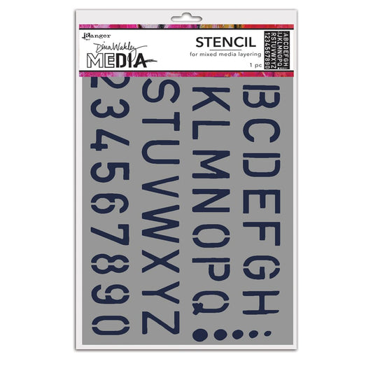 Dina Wakley Media Stencil School Style Alpha Stencil Dina Wakley Media 