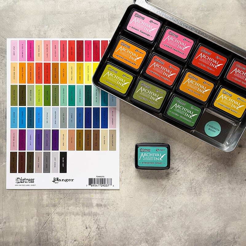 Tim Holtz Distress® Mini Ink Pad Label Sheet- Black Printing Surfaces Distress 