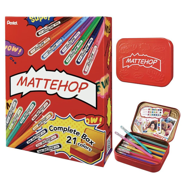 Pentel Mattehop Gel Pens 21 Complete Box Color Set - 1.0mm