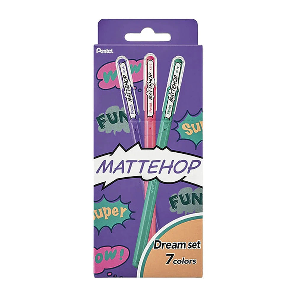 Pentel Mattehop Gel Pens 7 Dream Color Set - 1.0mm Writing & Coloring Pentel 