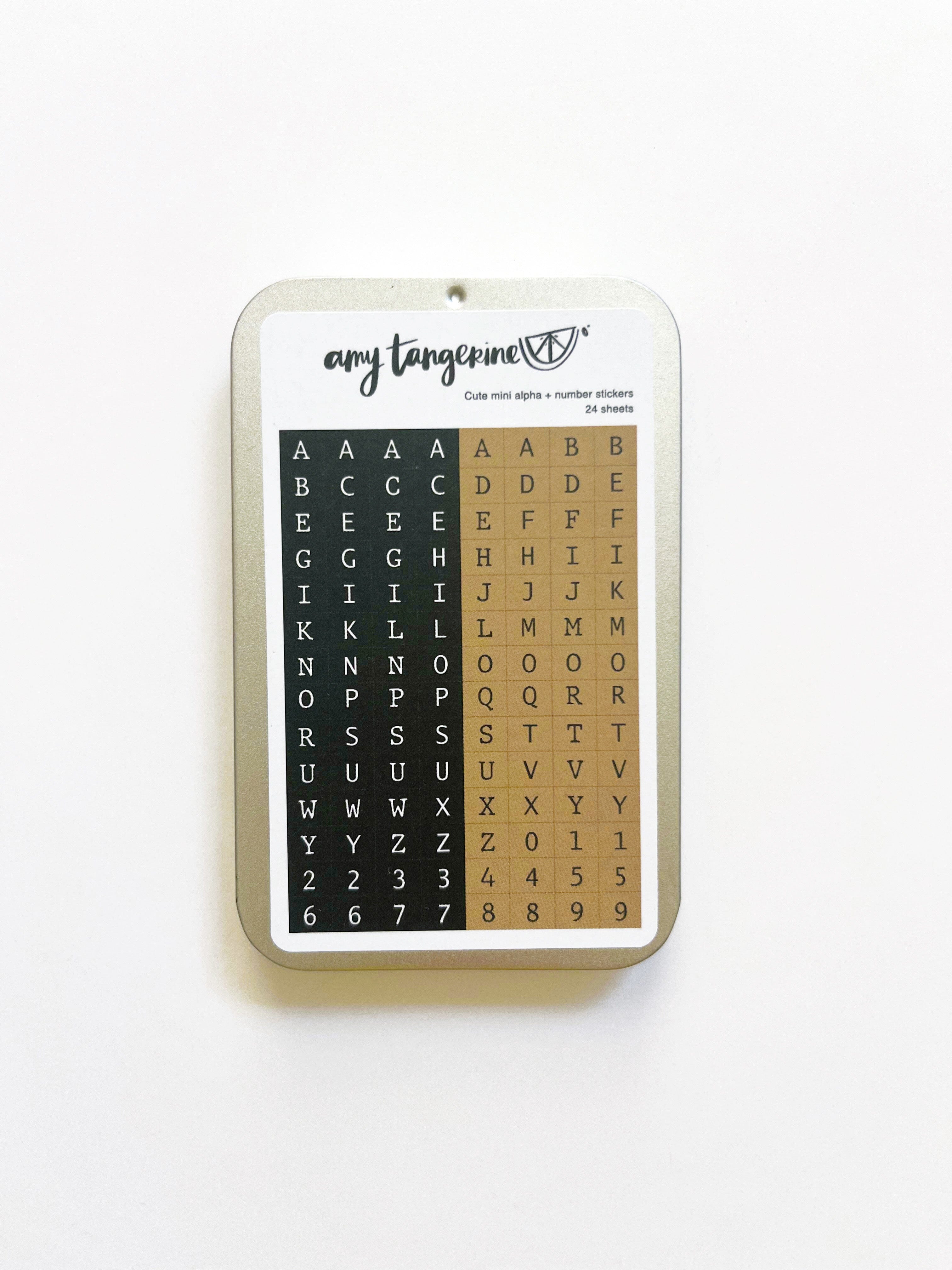 Amy Tangerine - Cute Mini Alpha + Number Stickers, Black and Brown Surfaces Amy Tangerine 