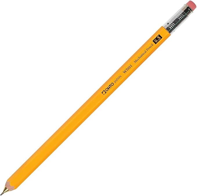 OHTO Wooden Mechanical Pencil, 0.5mm Writing & Coloring OHTO Yellow 