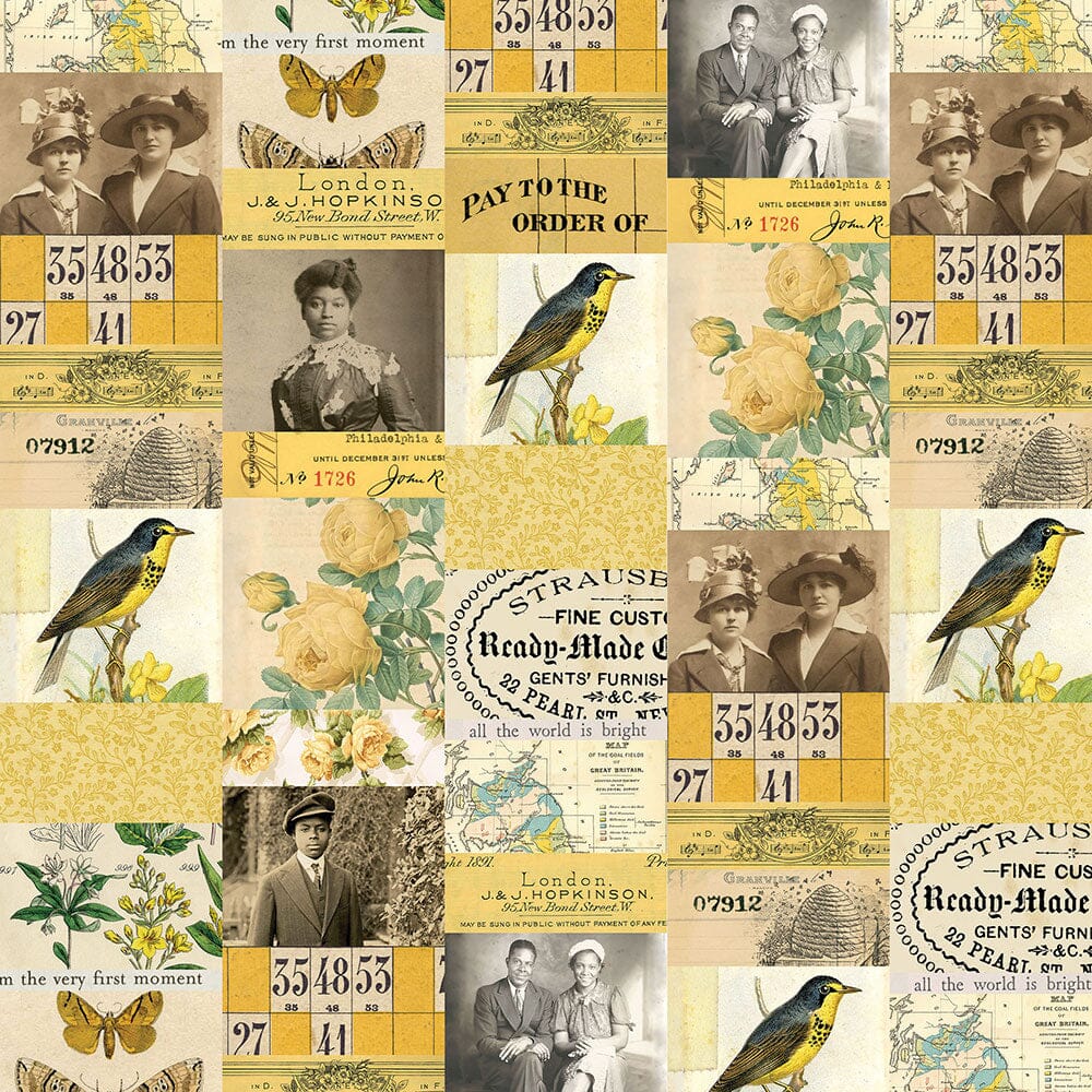 Tim Holtz Eclectic Elements Pre-Cut Fat Quarters FreeSpirit Fabrics, Yellow Fabric Tim Holtz Other 