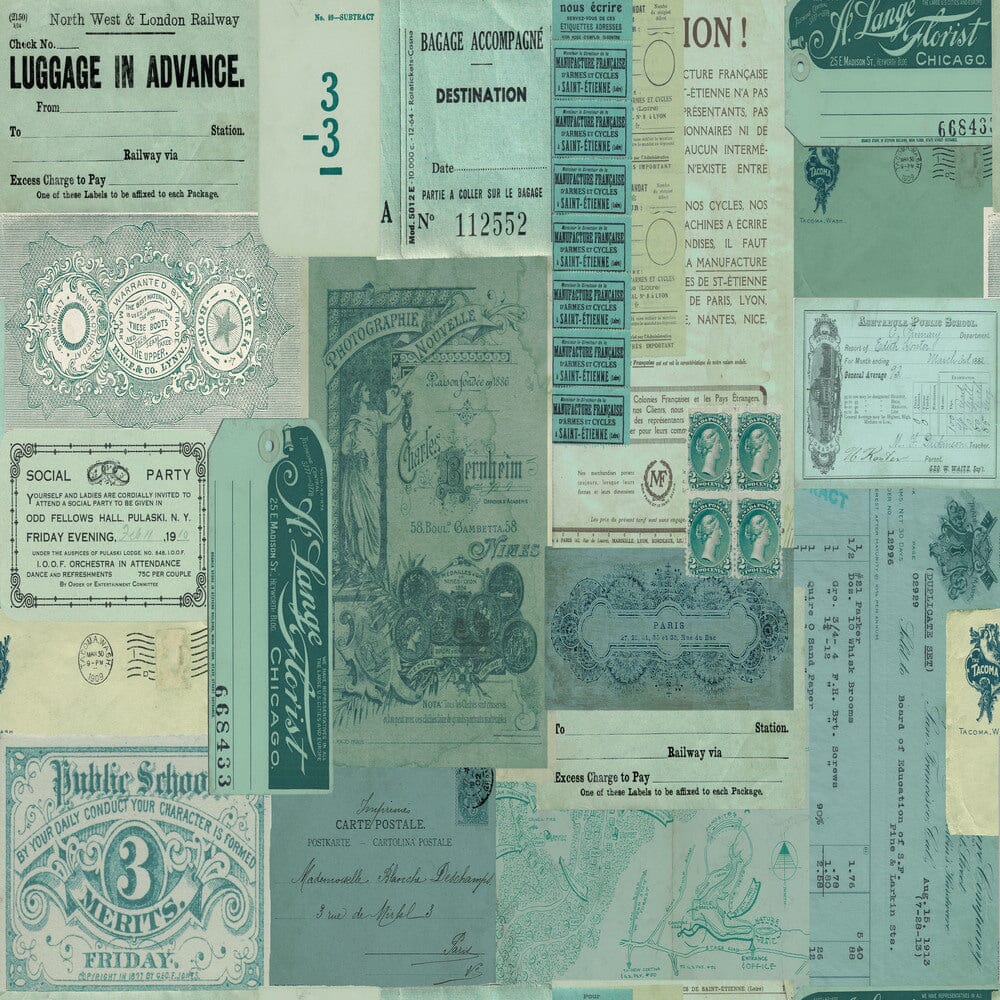 Tim Holtz Eclectic Elements Pre-Cut Fat Quarters FreeSpirit Fabrics, Teal Fabric Tim Holtz Other 