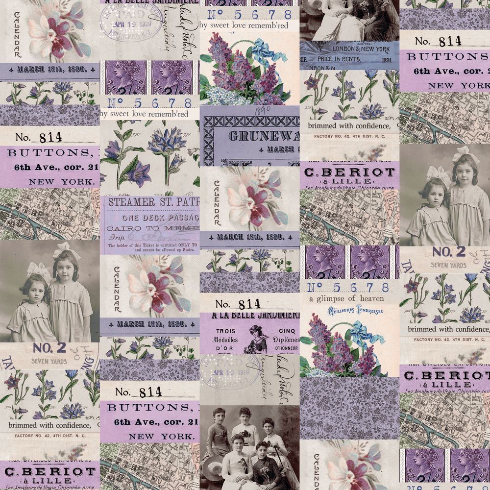 Tim Holtz Eclectic Elements Pre-Cut Fat Quarters FreeSpirit Fabrics, Purple Fabric Tim Holtz Other 