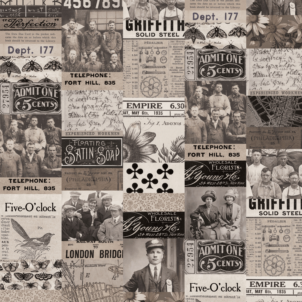 Tim Holtz Eclectic Elements Pre-Cut Fat Quarters FreeSpirit Fabrics, Charcoal Fabric Tim Holtz Other 