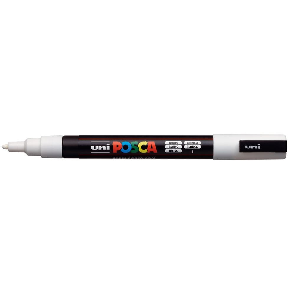 Uni Posca Paint Pen, Fine Bullet Tip White 3M Writing & Coloring Posca 