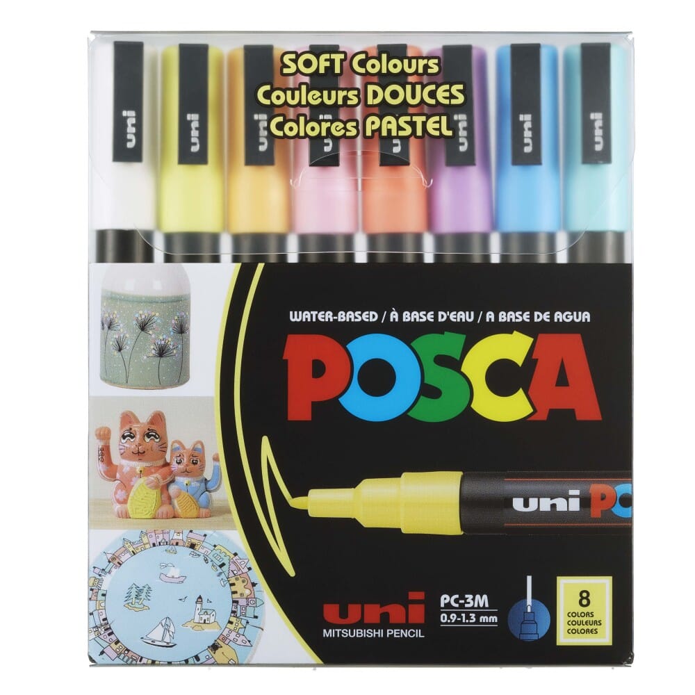 Uni Posca 3M Fine Paint Marker Soft Color Set, 8pk Writing & Coloring Posca 