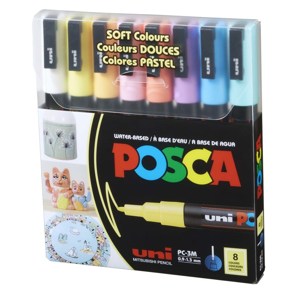 Uni Posca 3M Fine Paint Marker Soft Color Set, 8pk Writing & Coloring Posca 