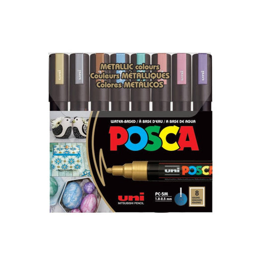 Uni Posca 5M Medium Metallic Paint Marker Set, 8pk Writing & Coloring Posca 