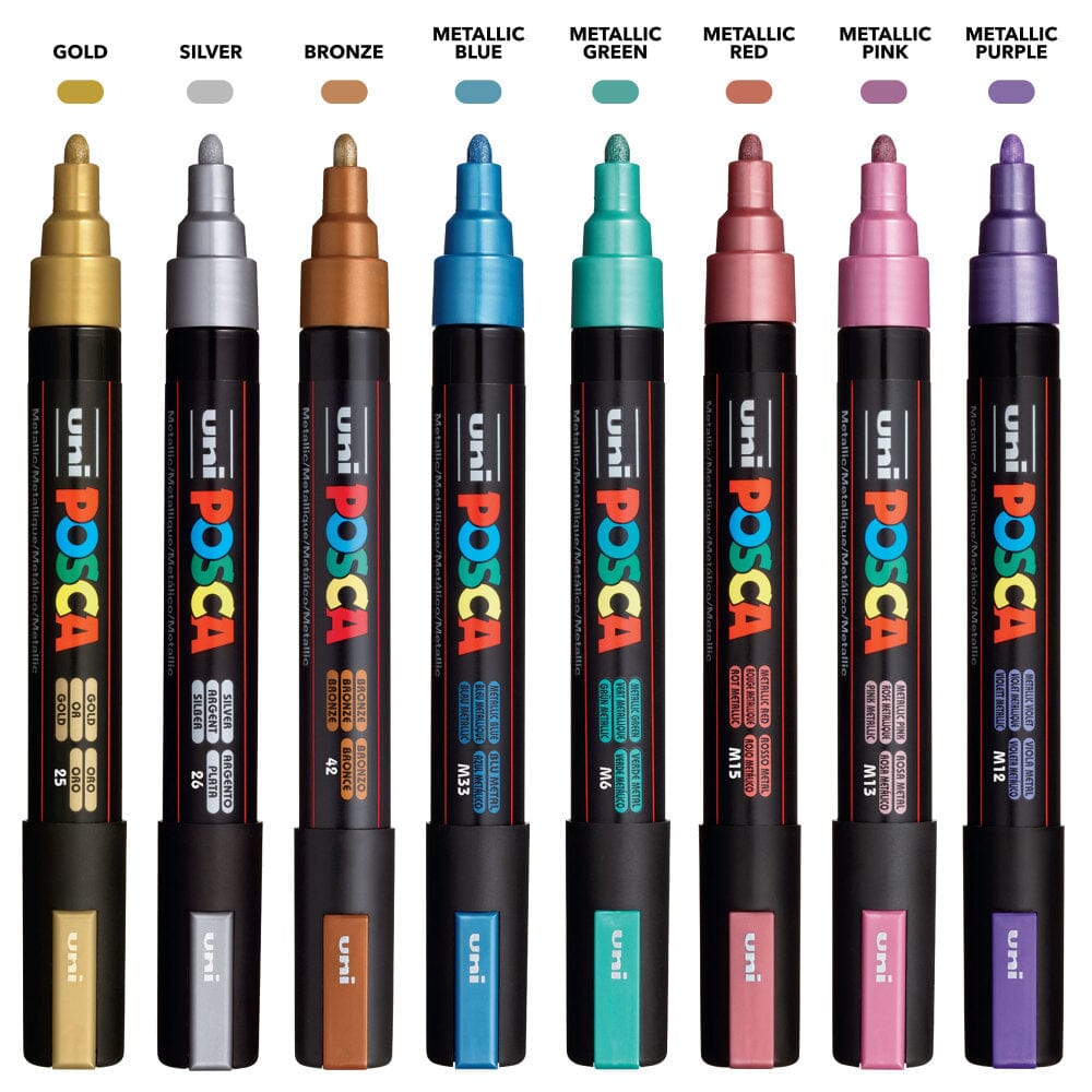 Uni Posca 5M Medium Metallic Paint Marker Set, 8pk Writing & Coloring Posca 
