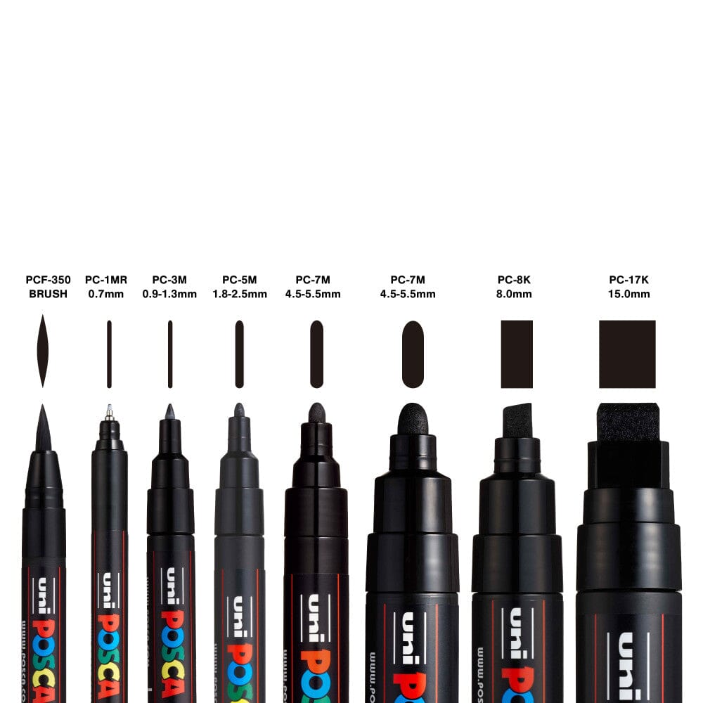 Uni Posca Paint Marker Set Black, 8pk Writing & Coloring Posca 