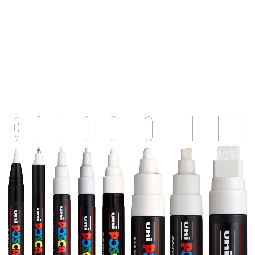 Uni Posca Paint Marker Set White, 8pk Writing & Coloring Posca 