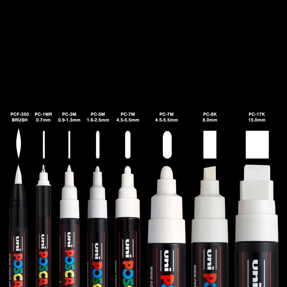 Uni Posca Paint Marker Set White, 8pk Writing & Coloring Posca 