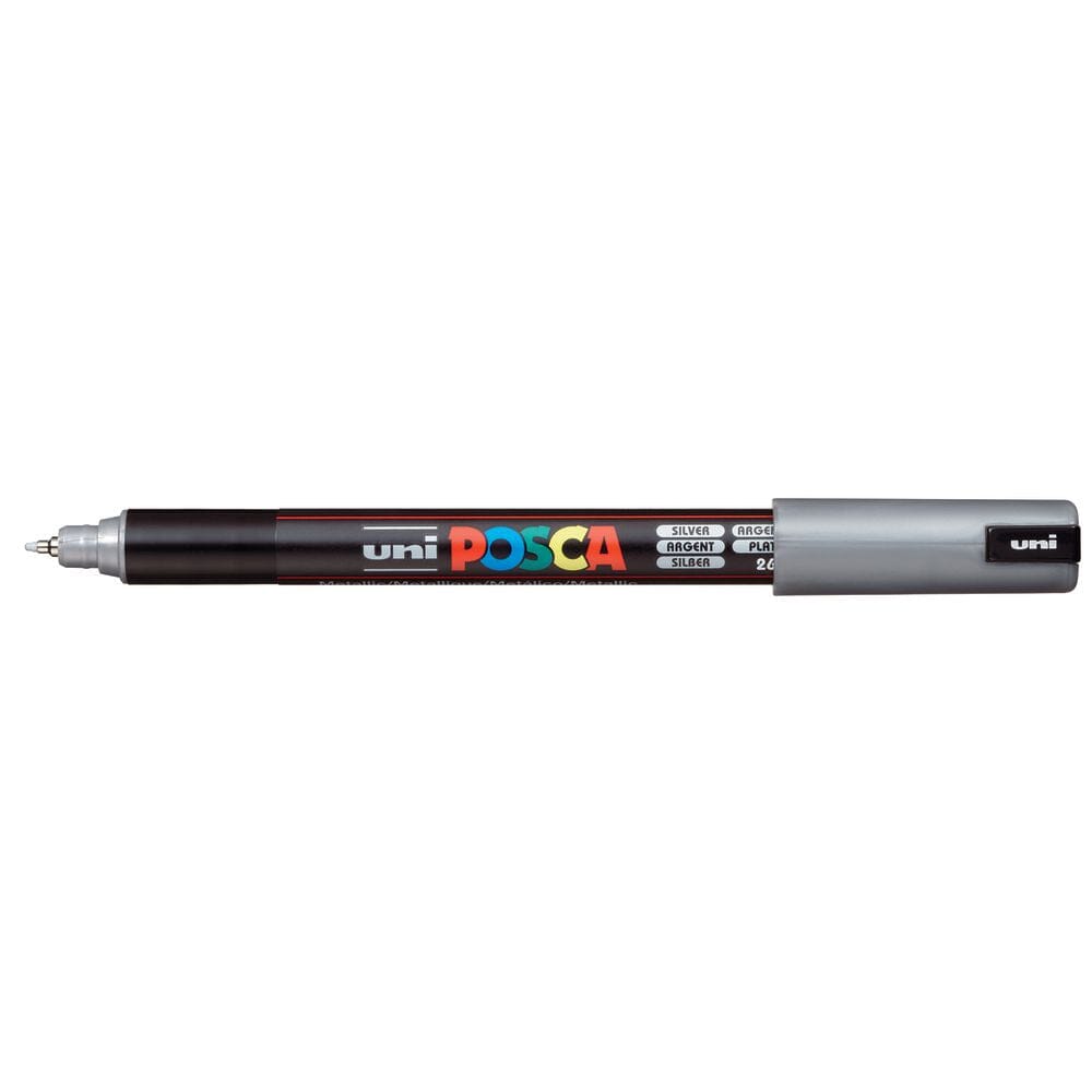 Uni Posca Paint Pen, Ultra-Fine Tip Silver 1MR Writing & Coloring Posca 