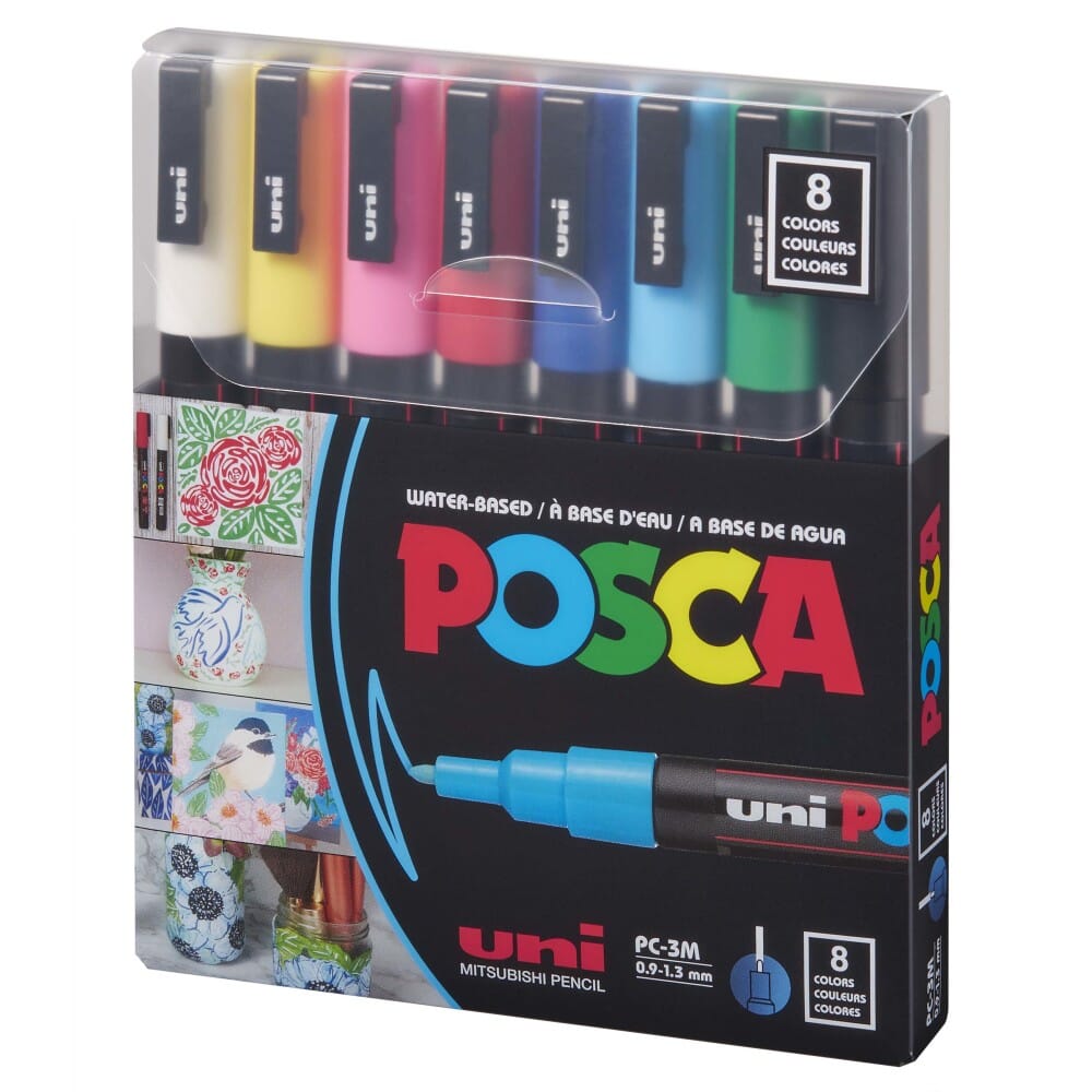 Uni Posca 3M Fine Paint Marker Basics Set, 8pk Writing & Coloring Posca 
