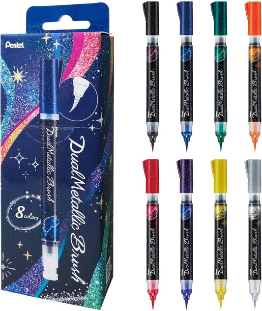 Pentel Dual Metallic Brush Pen 8pk Writing & Coloring Pentel 