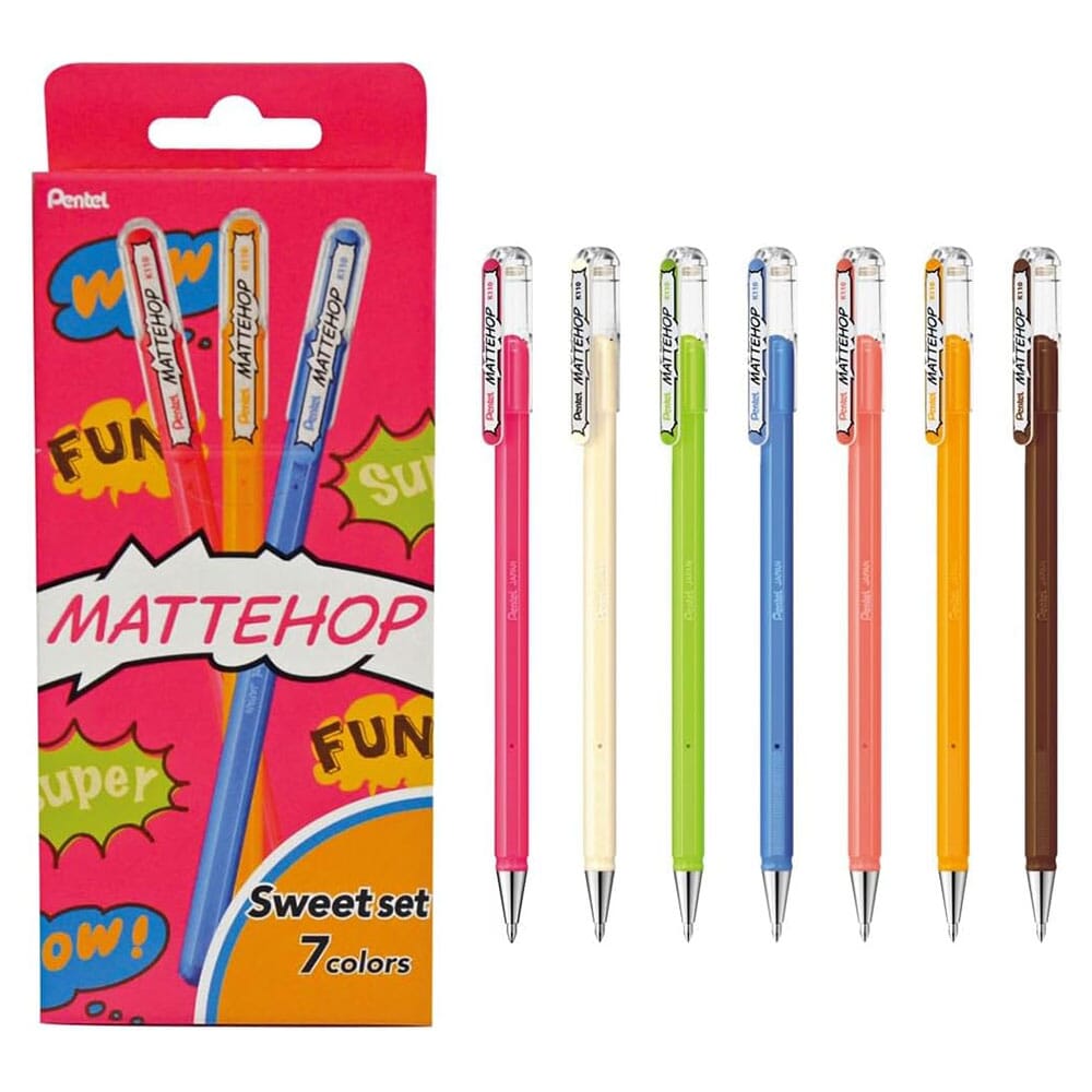 Pentel Mattehop Gel Pens 7 Sweet Color Set - 1.0mm Writing & Coloring Pentel 