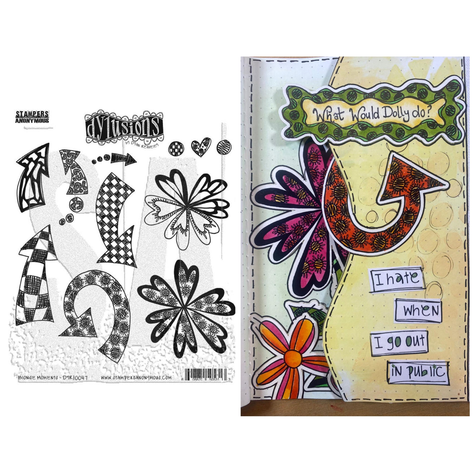 Dylusions Stampers Anonymous Cling Mount Stamp Blonde Moments