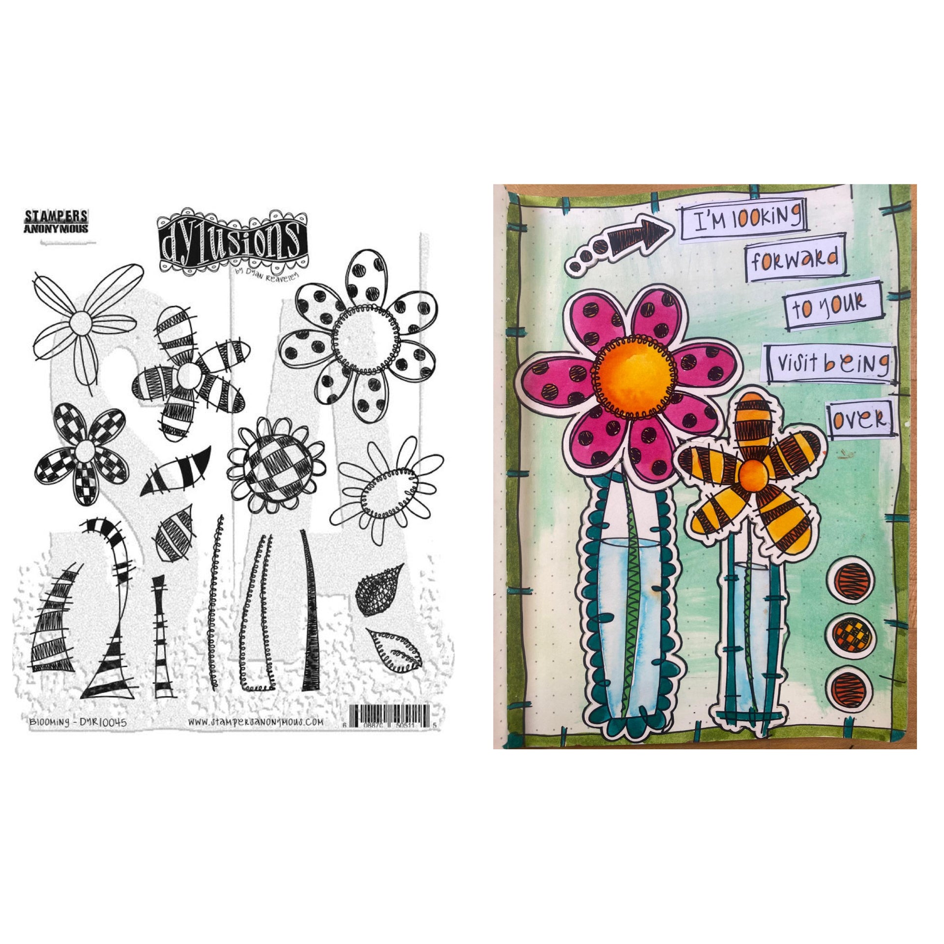 Dylusions Stampers Anonymous Cling Mount Stamp Blooming