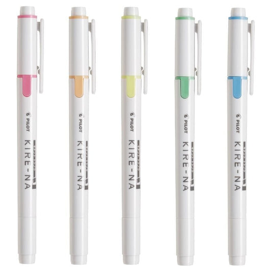Pilot Kire-Na Dual Tip Highlighter 5pk, Basic Colors Writing & Coloring Pilot 