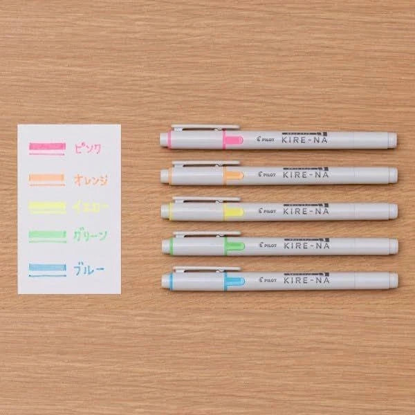 Pilot Kire-Na Dual Tip Highlighter 5pk, Basic Colors Writing & Coloring Pilot 