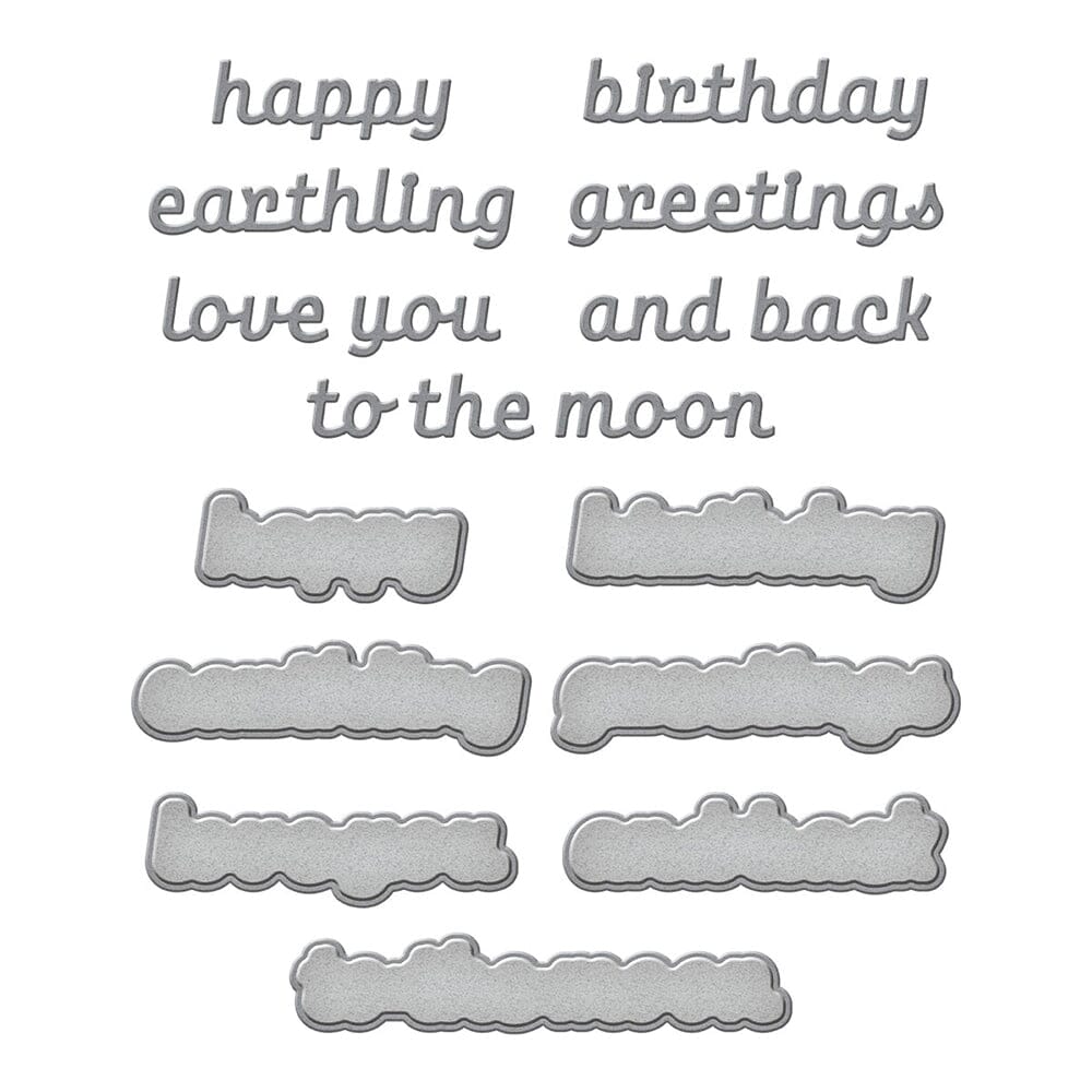 Simon Hurley create. Spellbinders Space Greetings Etched Dies Cutting Dies Simon Hurley 